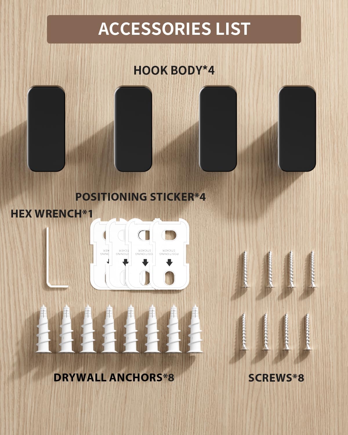 Skiennix Matte Black Towel Hooks - Heavy Duty Wall Hooks for Bathroom & Mudroom | 4-Pack