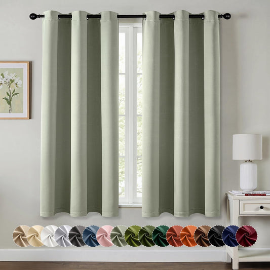 MIULEE Sage Green Blackout Curtains - Thermal Insulated Room Darkening Drapes | 40 x 45 Inches, 2 Panels