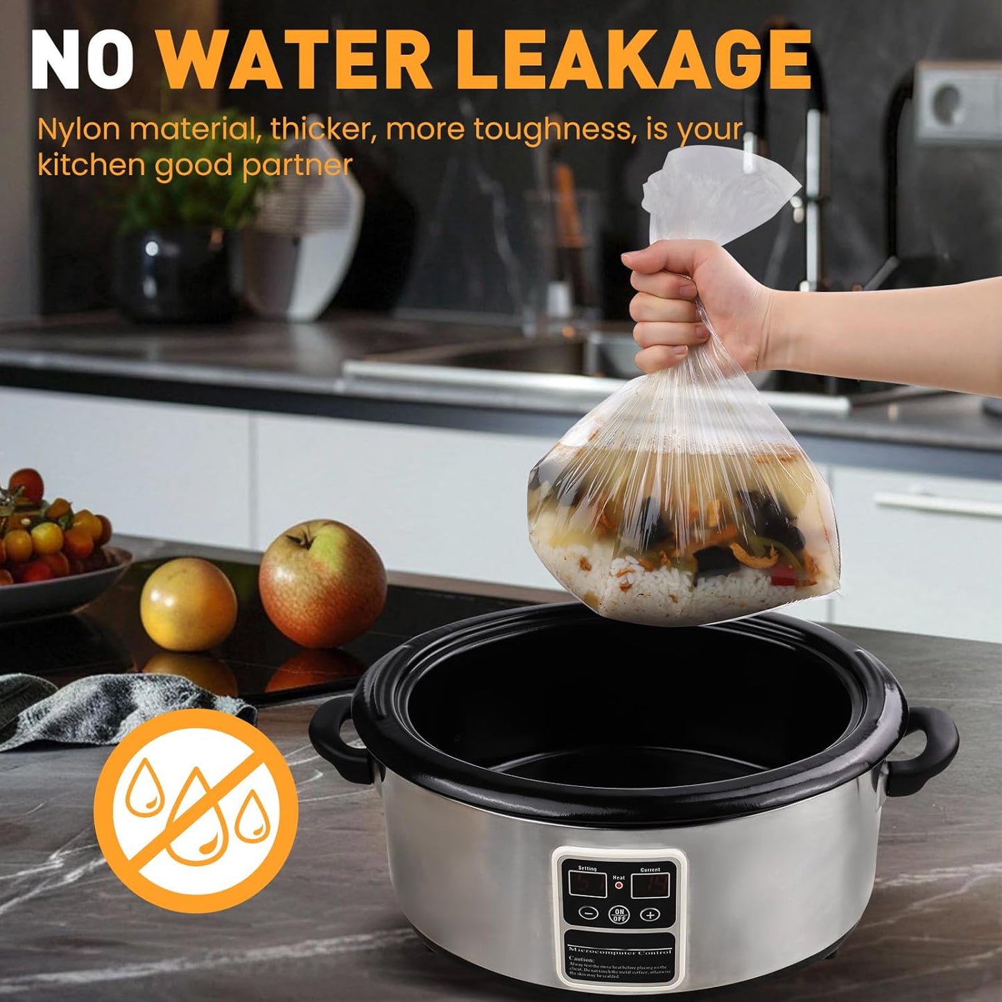 Skiennix Slow Cooker Liners - 40 Pack Disposable Cooking Bags for 3-8 Quart Pots | BPA Free, Large 13"x21" Size