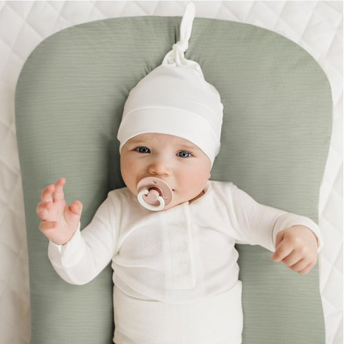 Konssy Muslin Baby Lounger Cover - 100% Cotton, Soft & Breathable for Newborns | 2 Pack in Fog Green & Cream