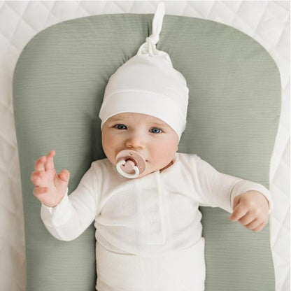 Konssy Muslin Baby Lounger Cover - 100% Cotton, Soft & Breathable for Newborns | 2 Pack in Fog Green & Cream