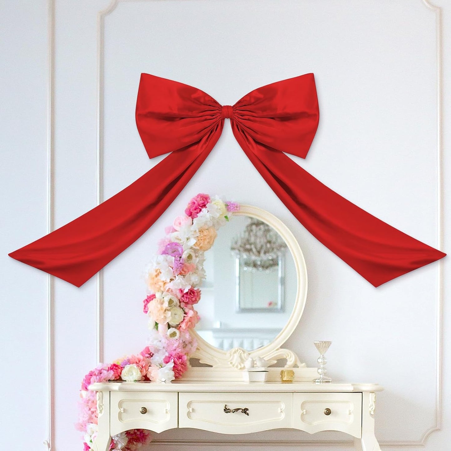 Wavwavw Large Red Bow Decor - Giant Satin Ribbon Tie for Birthday & Wedding Backdrop | 24 x 36 Inches