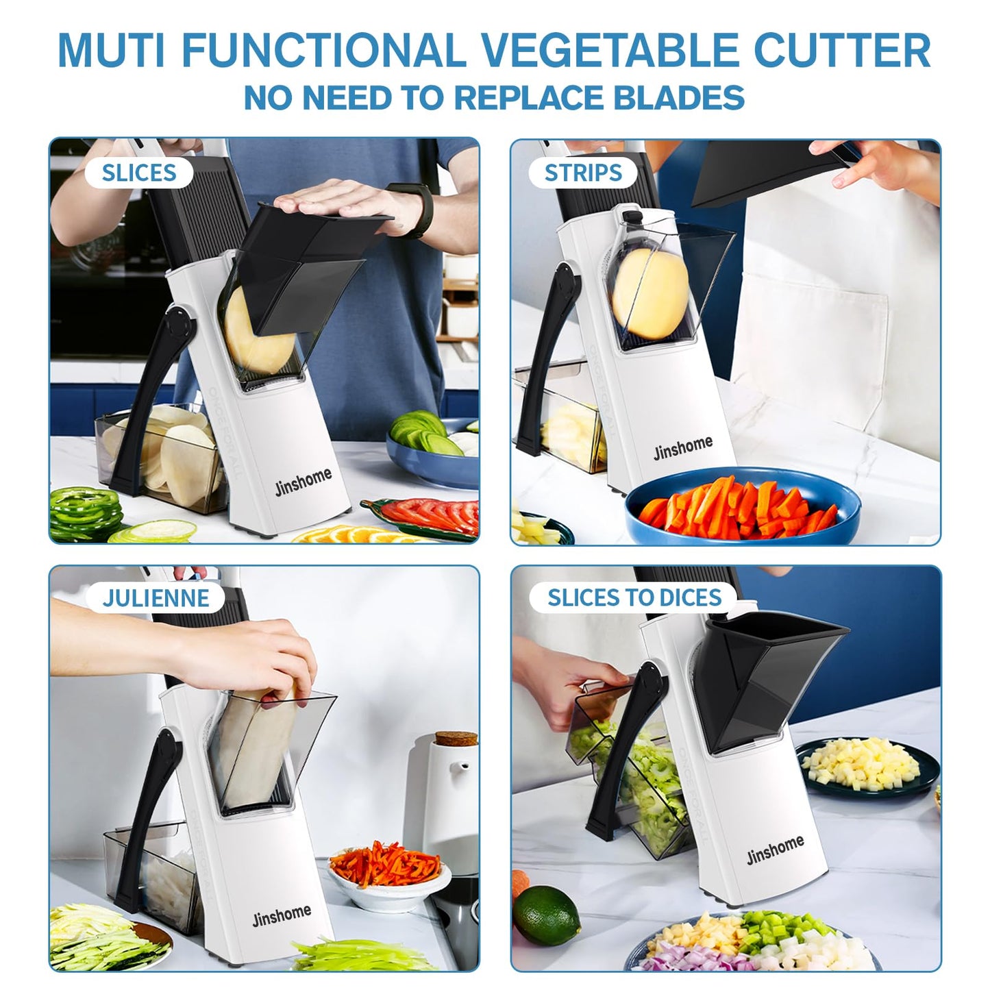 Upgrade Safe Mandoline Slicer Plus, Vegetable Slicer and Food Chopper Adjustable Thickness Potato Slicer French Fries Cutter, Kitchen Chopping Artifact