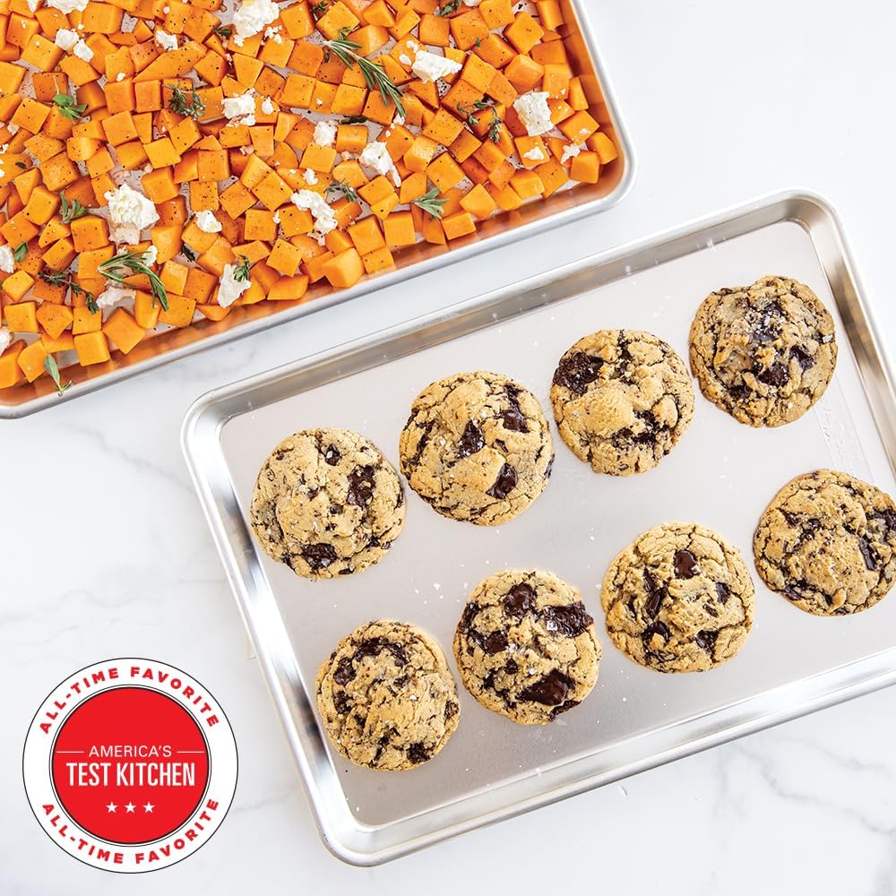 Nordic Ware Naturals Half Sheet Set - USA Made Aluminum Baking Pan with Steel Rim | 2-Pack Half & 1/8 Sheet