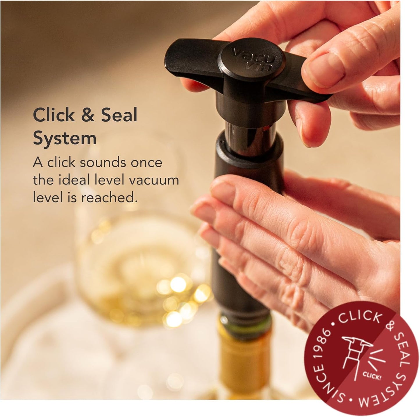 Vacu Vin Original Wine Saver with 11 Vacuum Bottle Stoppers – Black Wine Preserver Pump for Red or White Wine – Manual Air Remover System – Airtight Seal – Keep Wine Fresh Longer