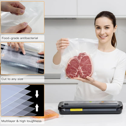 MEGAWISE Vacuum Sealer Bags - BPA-Free Food Preservation Bags | 8'' x 12'' | 110 Count, Double-Sided Texture