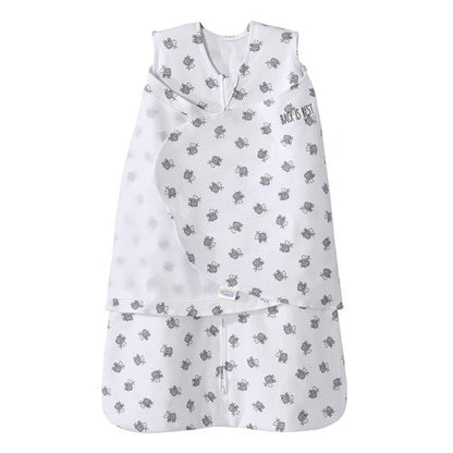 HALO 100% Cotton Sleepsack Swaddle - 3-Way Adjustable Wearable Blanket, TOG 1.5, Lamb Scribble White, Small (3-6 Months)