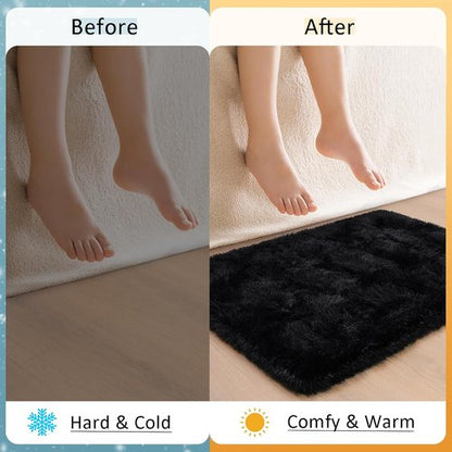 HOMORE Small Black Area Rug - Soft Fluffy 2x3 Feet Bedroom Mat | Ideal for Desk & Dorm Use