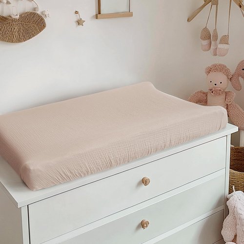 Konssy 2 Pack Muslin Changing Pad Covers for Boys, Ultra Soft & Breathable Cotton Baby Diaper Changing Table Covers, Neutral Nursery Diaper Changing Pad Sheets (Brown,Cream)