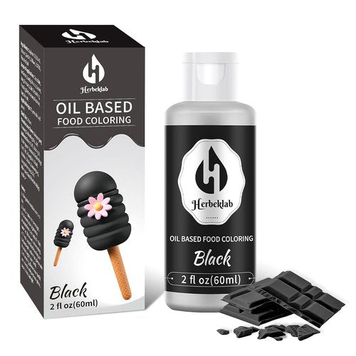 Black Oil-Based Food Coloring - 2 Fl Oz Professional Grade Concentrated Dye for Chocolate & Baking