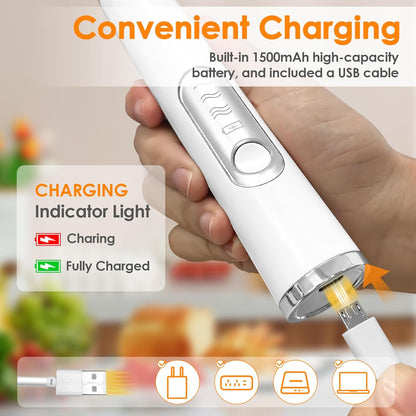 Skiennix Handheld Milk Frother - Rechargeable Electric Foam Maker with 3 Speeds & 2 Whisks | Ideal for Lattes, Cappuccino, Matcha