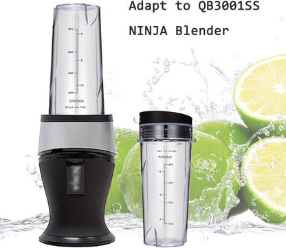 Ninja Blender Cups - 16oz Replacement for QB3001SS, QB3000SS, BL660, BL770, BL780 | 2 Pack with Lids