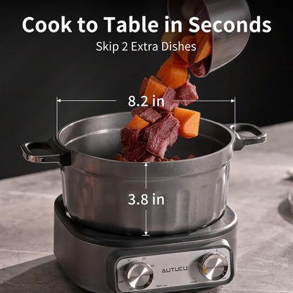 N74SNA Electric Multi-Cooker - 2.5 Quart Hot Pot & Grill Set | PFOA-Free Nonstick for Versatile Cooking