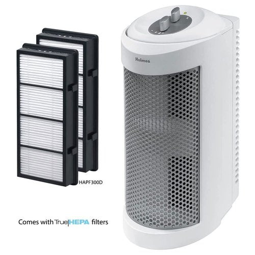Holmes True HEPA Allergen Remover Mini Tower Air Purifier with Optional Ionizer | Small Space Air Purifier, White (HAP706-NU-1)