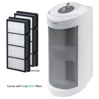 Holmes True HEPA Allergen Remover Mini Tower Air Purifier with Optional Ionizer | Small Space Air Purifier, White (HAP706-NU-1)