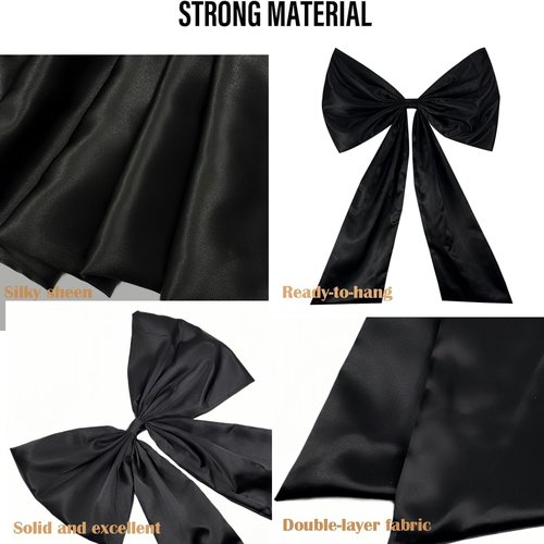 Giant Large Satin Ribbon Bow - 25x40 Inch Big Bow for Wedding, Birthday, and Christmas Decor | Black