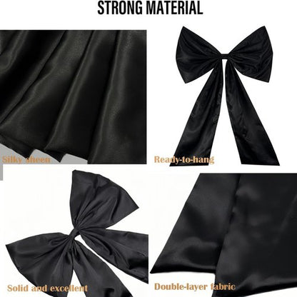 Giant Large Satin Ribbon Bow - 25x40 Inch Big Bow for Wedding, Birthday, and Christmas Decor | Black
