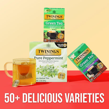 Twinings Green Mint Tea - Refreshing Herbal Blend | 20 Tea Bags for Invigorating Flavor