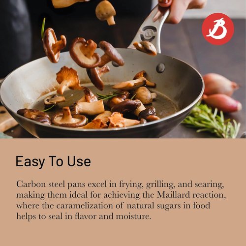 de Buyer MINERAL B Pro Carbon Steel Fry Pan - 11" Diameter, Naturally Non-Stick Finish - Perfect for Searing & Sautéing