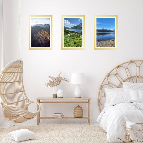 JCJMY 12x18 Picture Frame - Elegant Gold Wall Display for 11x17 Photos with Mat or 12x18 Without Mat