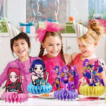 **Demon Movie Hunters Honeycomb Table Centerpiece - 8Pcs Birthday Party Decorations for Kids**