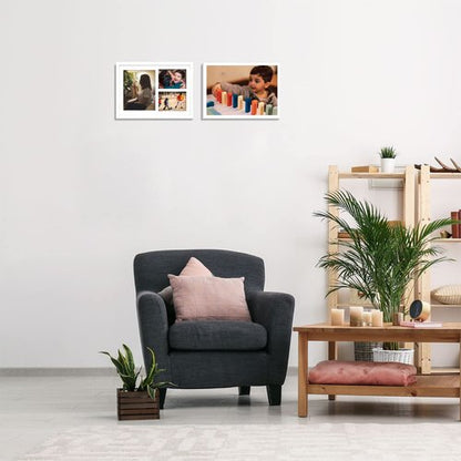 Golden State Art, Set of 2, 12x17 White Wood Picture Frame - White Mat for 8x10 And 5x7 Photos - Tempered Glass, Sawtooth Hanger, Swivel Tabs - Wall Mounting - Great for Gift