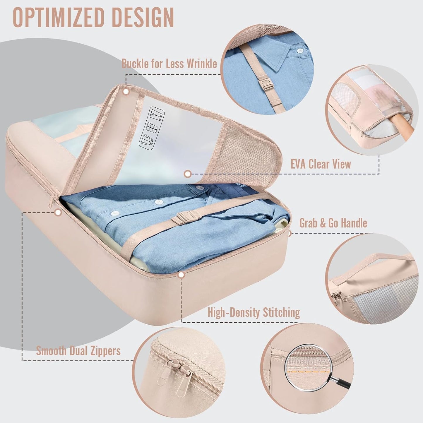 Veken Packing Cubes Set - Travel Essentials for Beach Vacations | Suitcase Organizer with Hanging Toiletry Bag