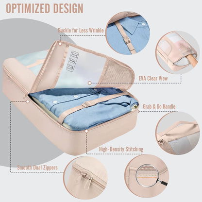 Veken Packing Cubes Set - Travel Essentials for Beach Vacations | Suitcase Organizer with Hanging Toiletry Bag