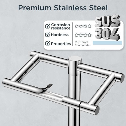 FORIOUS Toilet Paper Holder - Rustproof Stainless Steel Double Post Design | Pivoting Tissue Roll Dispenser for Bathroom