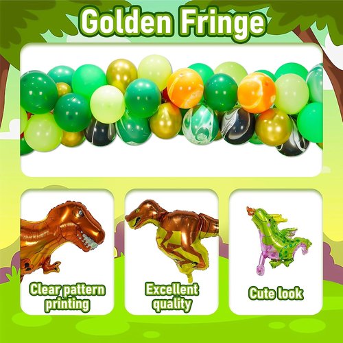 GoGoGoodie Dinosaur Theme Birthday Party Decorations - Green Dino Decor for Boys Ages 3-12