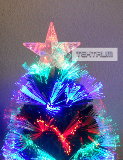 Tektrum 36in Color Changing Fiber Optic Christmas Tree with LED Star Top - Pre-Lit Circular Lights, Metal Stand (Variation: 3ft)