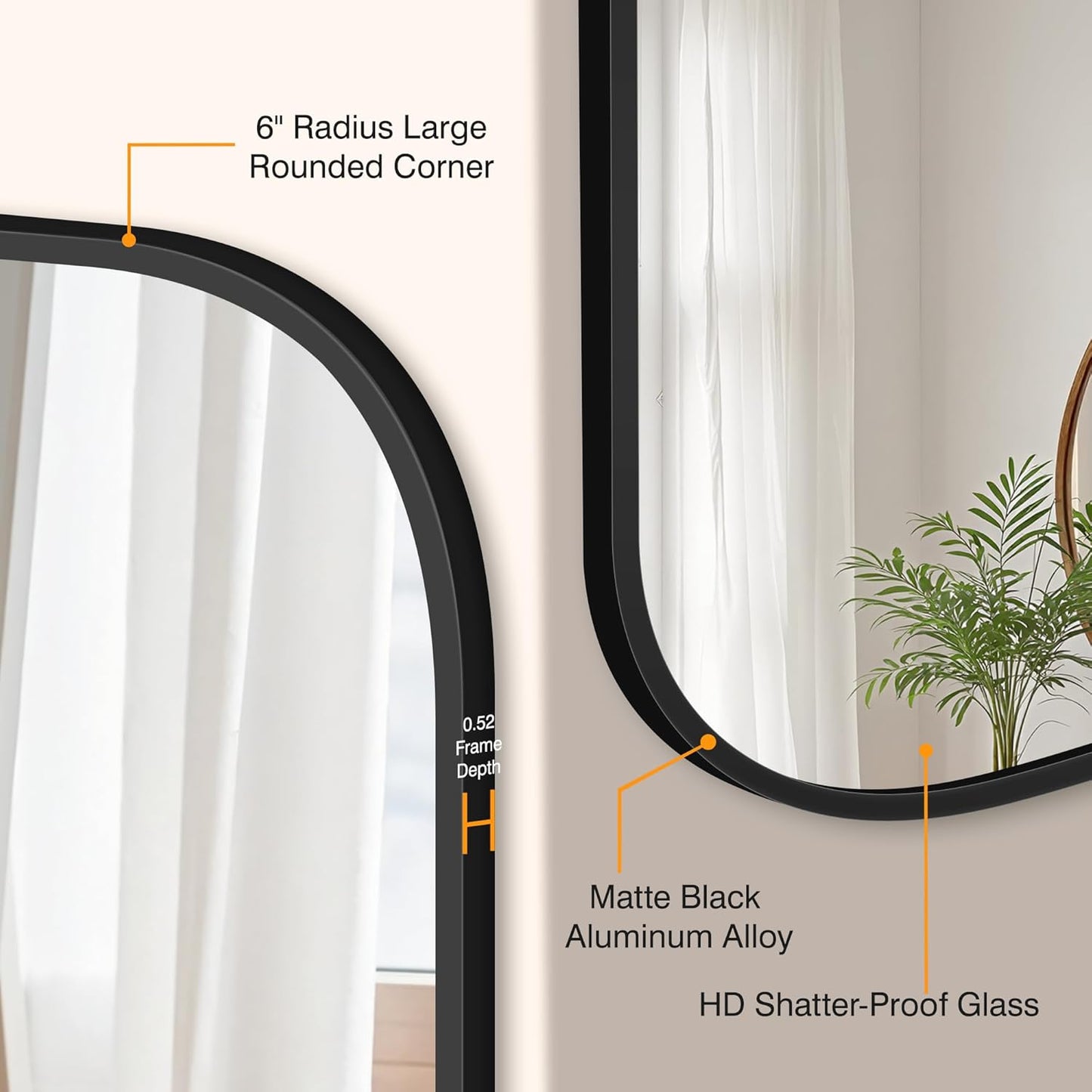Regine Switzerland Black Bathroom Vanity Mirror - Shatterproof HD Reflection | 24 x 36 Rectangular Design