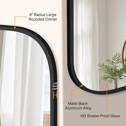 Regine Switzerland Black Bathroom Vanity Mirror - Shatterproof HD Reflection | 24 x 36 Rectangular Design