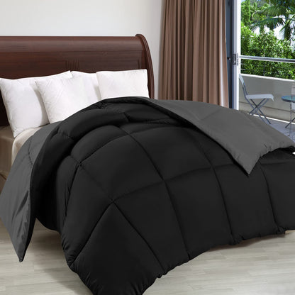 Utopia Bedding Comforter Duvet Insert, Quilted Comforter with Corner Tabs, Box Stitched Down Alternative Comforters Twin Size (Black/Grey)