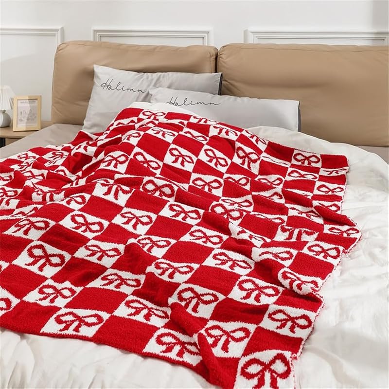 Christmas Gingerbread Throw Blanket 50x70in - Cozy Fuzzy Flannel Sarach? Bow Variation