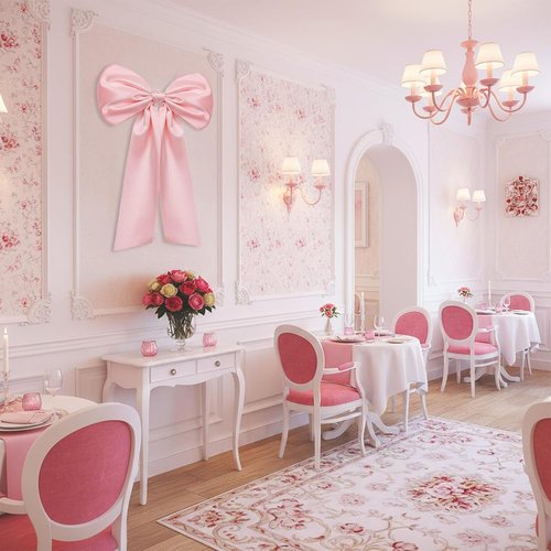 Big Pink Bow Decoration by [Brand Name] - Oversized Coquette Bows for Backdrop | 25.6" X 41.3"