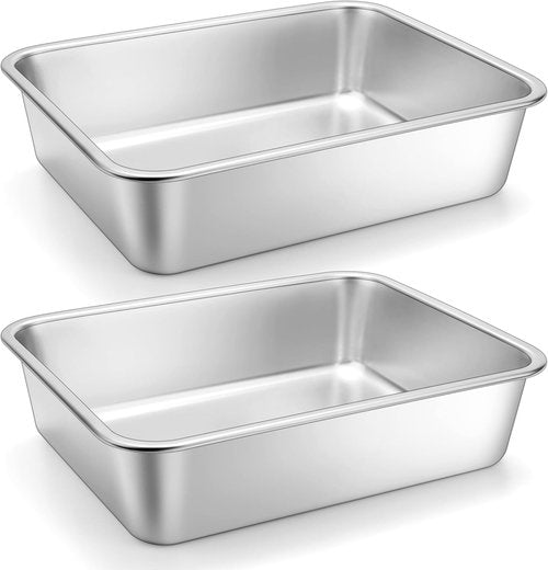Homikit Lasagna Pan Set - 3 Inch Deep 9x13 Stainless Steel Baking Dish | Heavy-Duty Roasting Tray, Rustproof & Dishwasher Safe