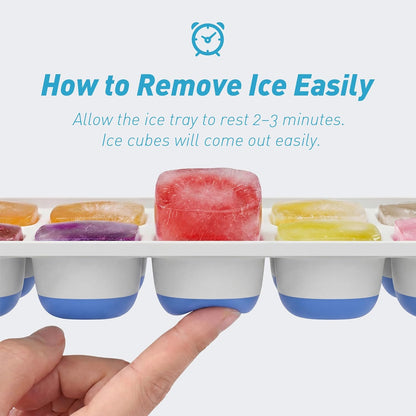 Skiennix Ice Cube Tray - Durable Stackable 4-Pack with Removable Lids | Easy-Release Plastic & Silicone for Cocktails