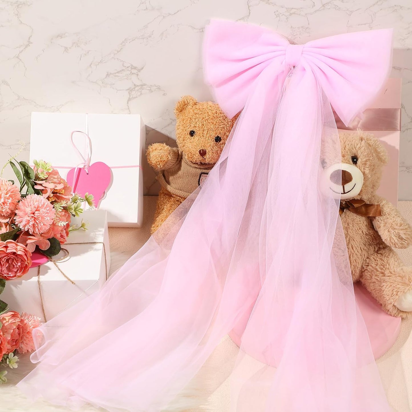 Zeyune Giant Pink Bow Party Decoration - 13.4 x 28.7 Inch Ribbon Bow for Birthdays, Weddings & Showers