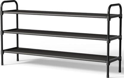 Kitsure Extra-Long Shoe Rack - 3-Tier Stackable Organizer for Closet & Entrance | 39" Wide, Black