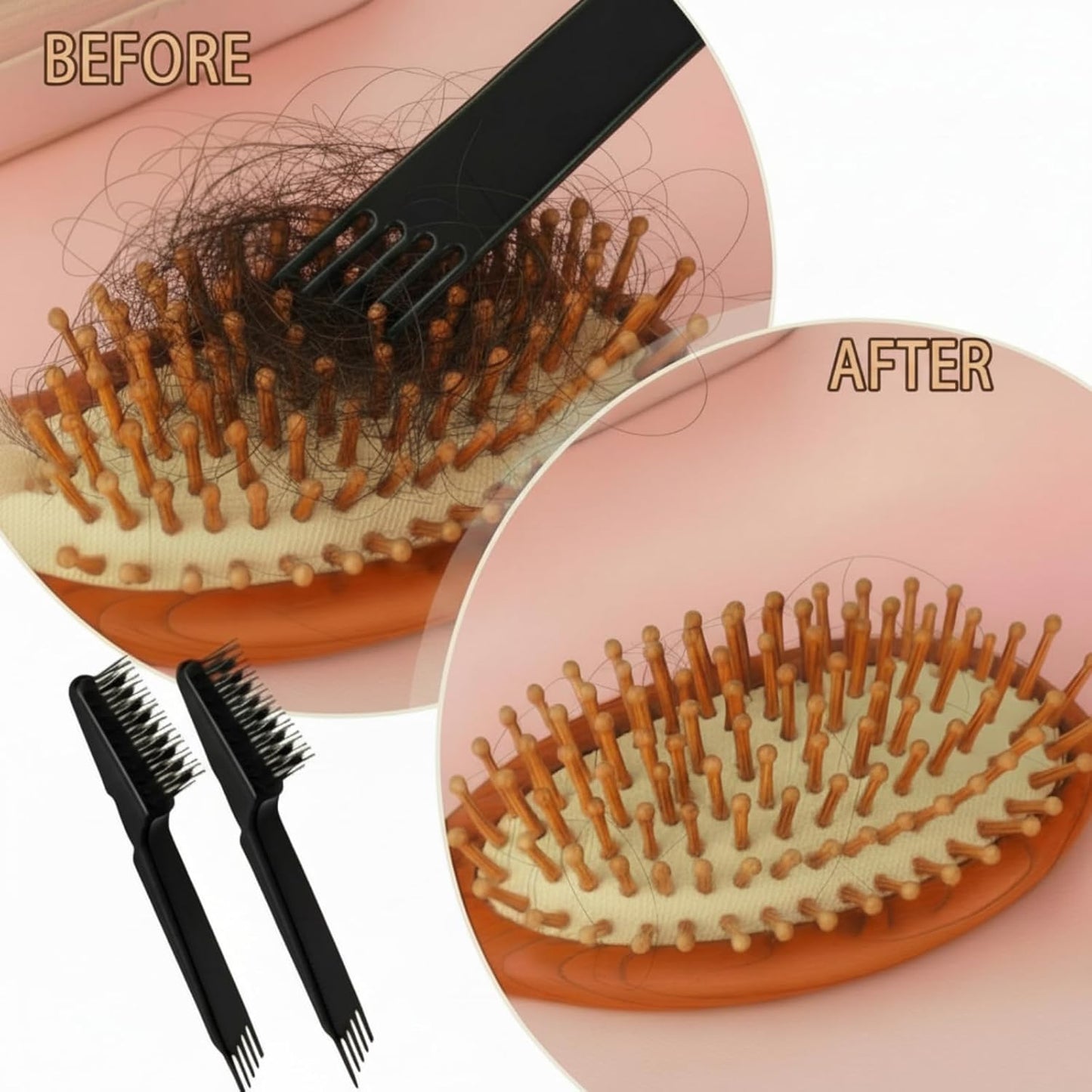 Yaomiao Hair Brush Cleaner Tool - 2-in-1 Dual Edge Brush & Comb Cleaner for Home & Salon Use | 2 Pack