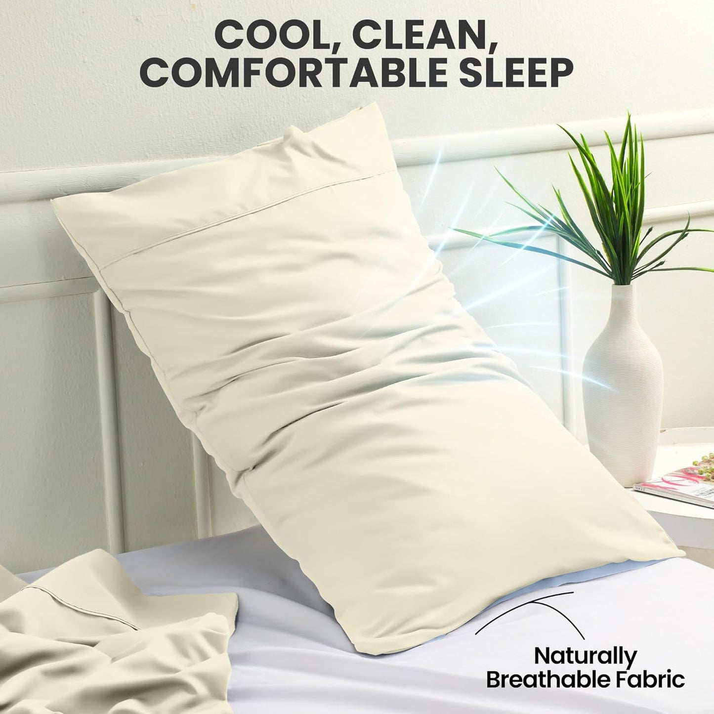 Utopia Bedding Queen Pillow Cases - Soft Brushed Microfiber - 2 Pack, Fade Resistant | Ivory 20 x 30 Inches