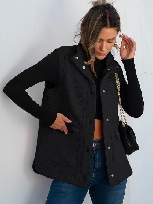 ANRABESS Women's Fleece Vest - Cozy Button-Down Sherpa Jacket with Pockets | Perfect for Fall & Winter