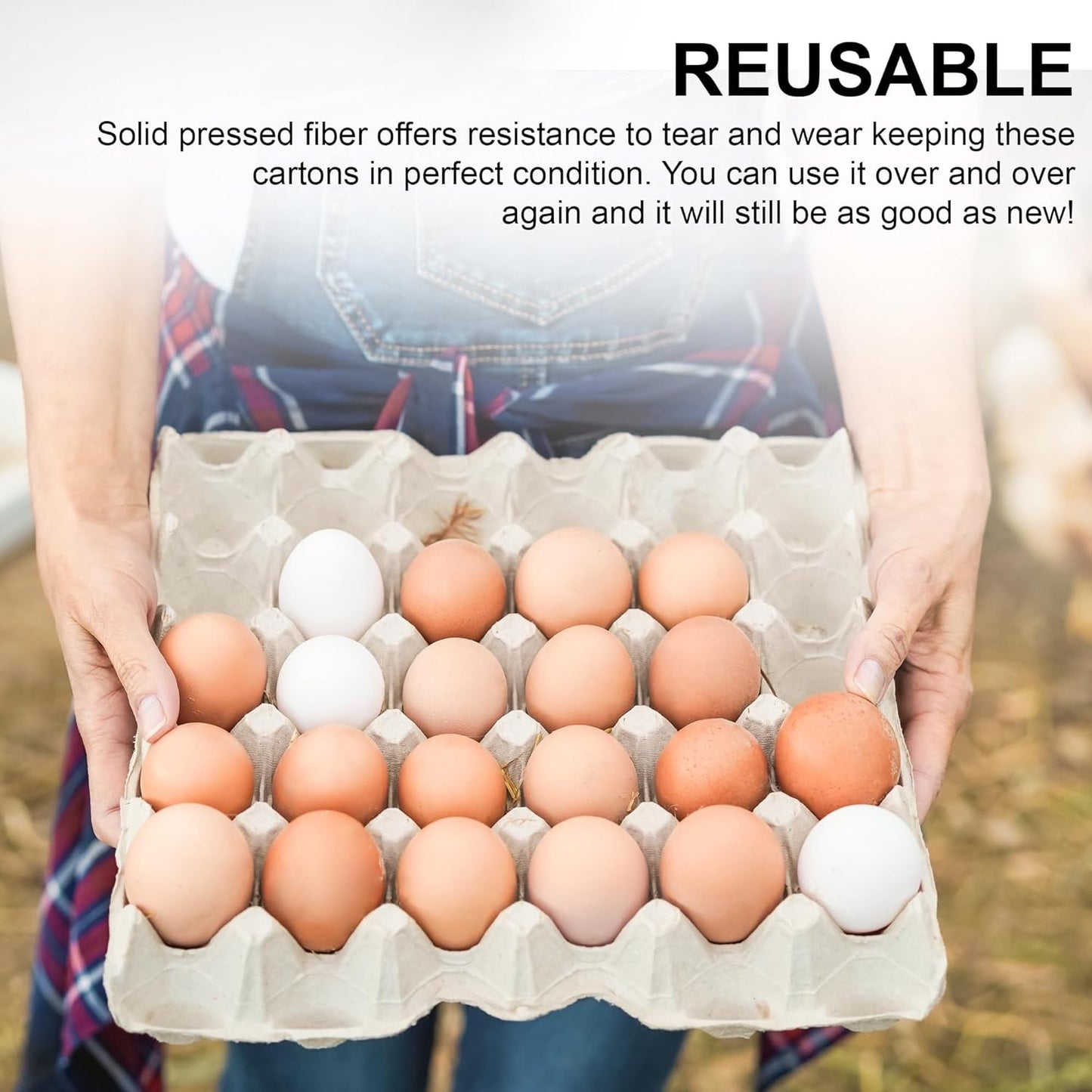 MT Products Egg Cartons - Durable Pulp Fiber Holds 30 Eggs | Pack of 15 - Made in the USA