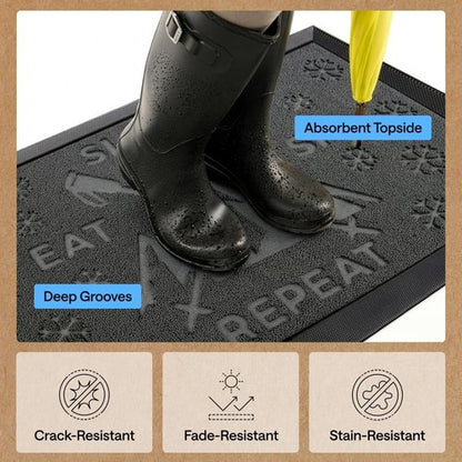 GORILLA GRIP Waterproof All-Season WeatherMAX Doormat - 35x23" Natural Rubber, Stain & Fade Resistant, Easy Clean, Graphite
