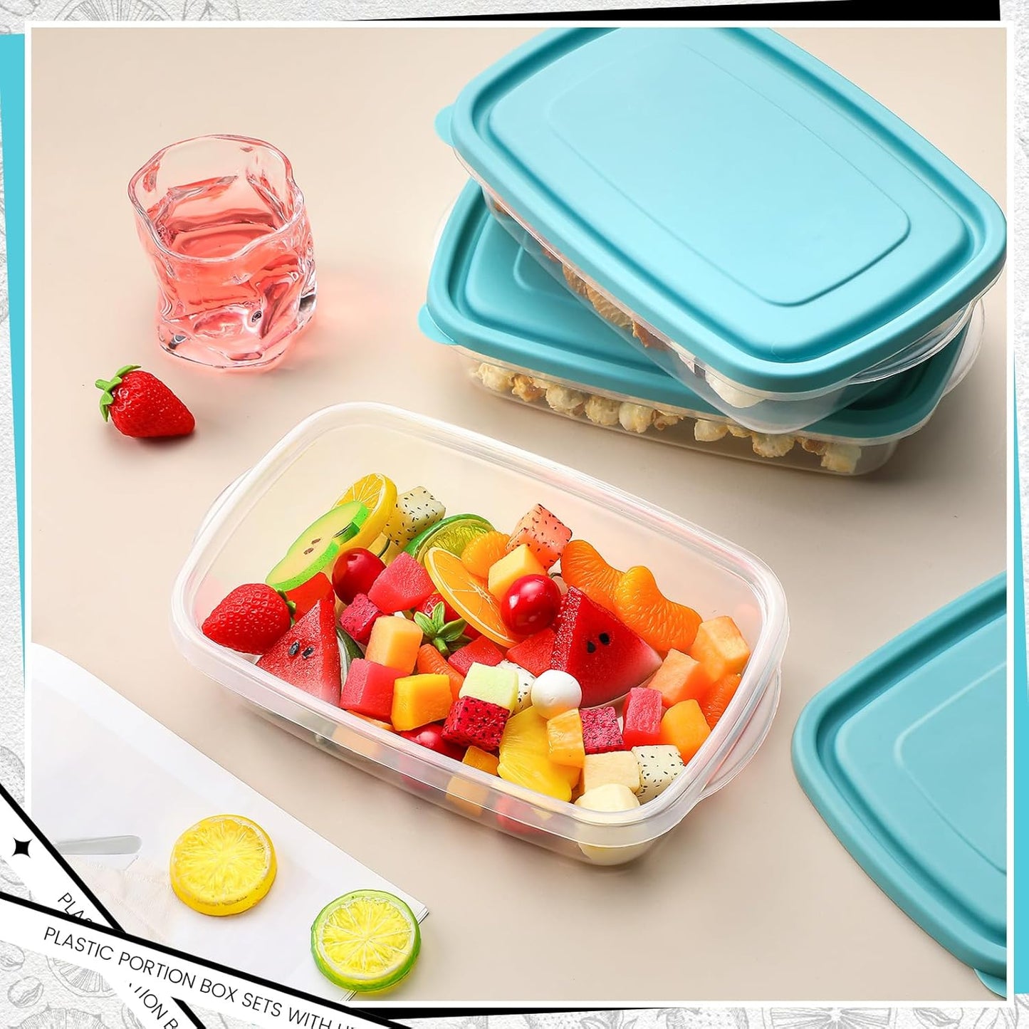 Qinyoung 18-Piece Plastic Food Storage Container Set - 33 Oz | Stackable, Microwave & Dishwasher Safe (Blue)