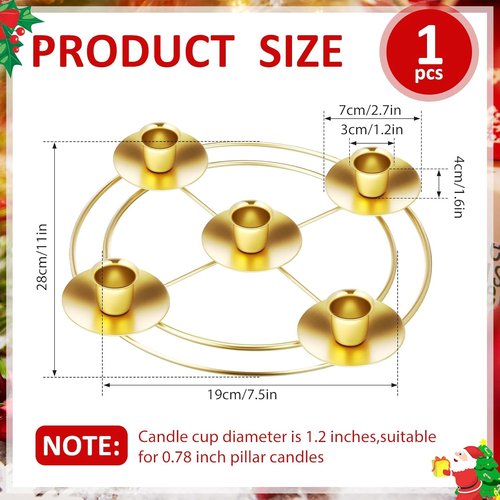 Jingmore Christmas Advent Candle Holder - Rustic Metal Wreath Ring for Pillar Candles | Round Design