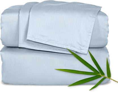 Pure Bamboo Queen Sheets - Luxuriously Soft & Cooling 100% Organic Viscose Bed Set | Glacier Color