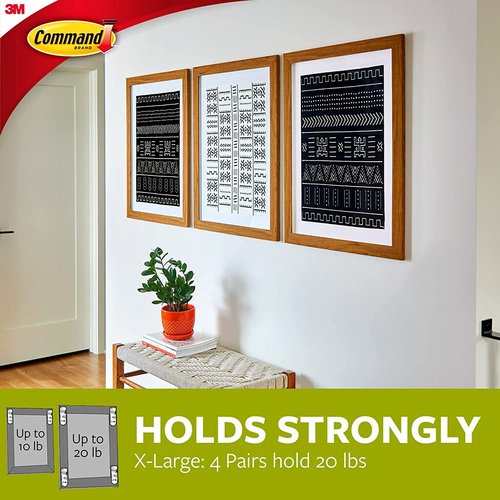 Command 20 lb XL Heavyweight Picture Hanging Strips - Damage-Free Hangers for Frames | 10 Pairs, Black Adhesive