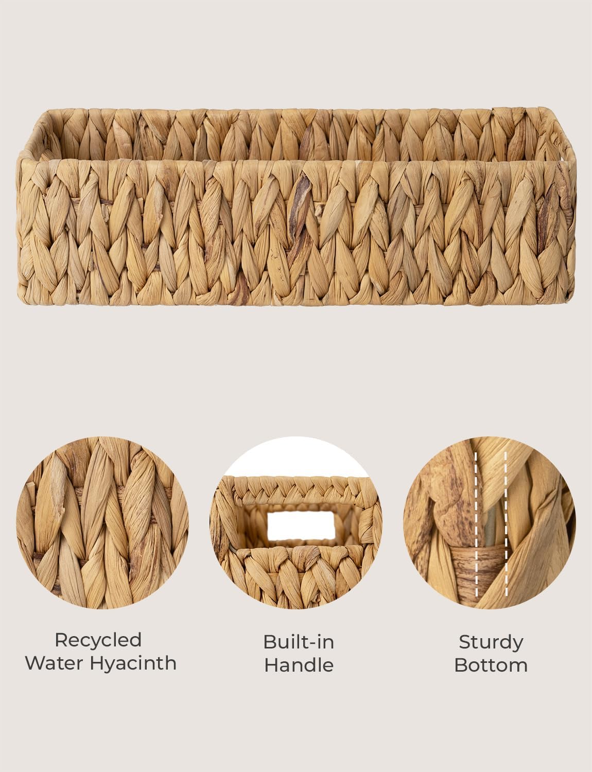 StorageWorks Water Hyacinth Basket - Stylish Wicker Storage for Toilet Paper | 14.25"L x 6.5"W x 3.75"H